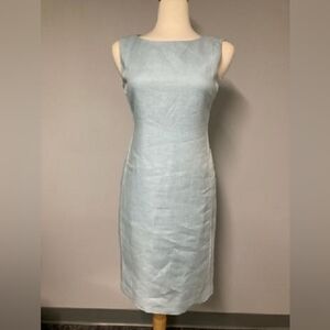 Talbots Linen Light Blue Midi Dress